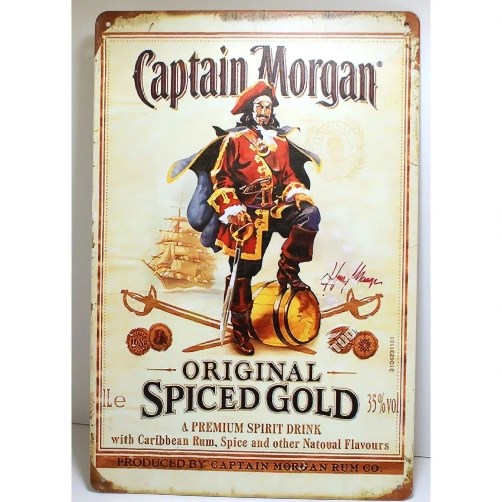 New Captain Morgan Rum Tin Metal Sign 8x12 Inches Man Cave Bar Den Garage